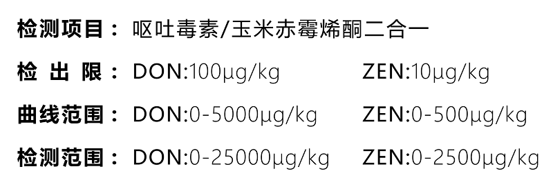 呕吐毒素和玉米赤霉烯酮二合一检测卡检测参数